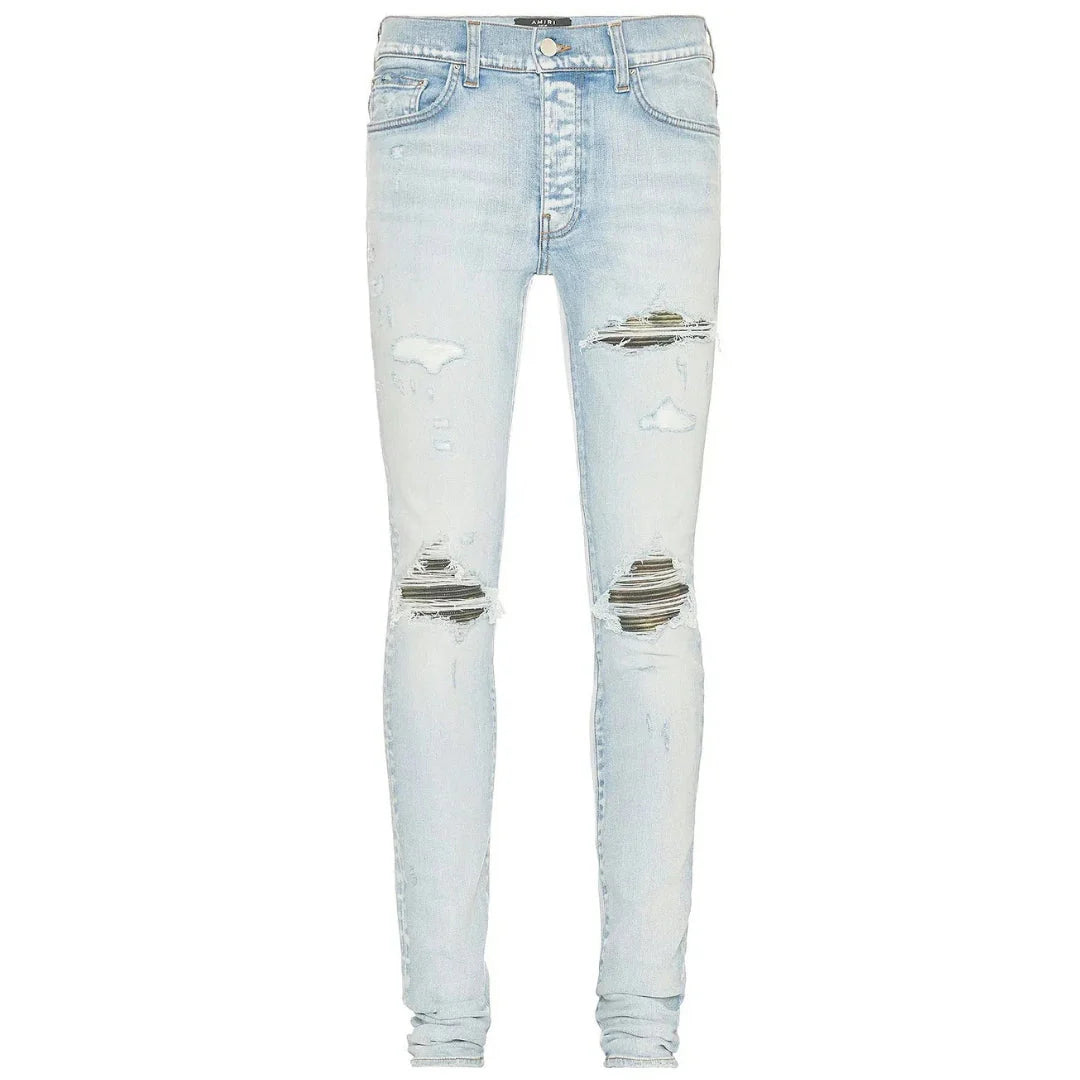 Amiri Mx1 Camo Light Indigo Blue Jeans