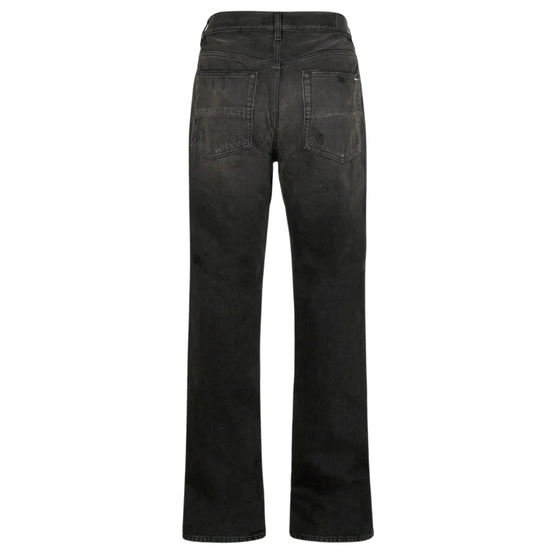 Amiri Ma Bar Logo Straight Fit Aged Black Denim Jeans