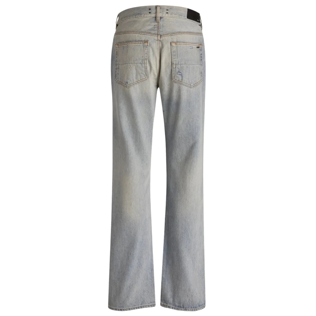 Amiri Ma Bar Logo Straight Fit Stone Indigo Blue Denim Jeans