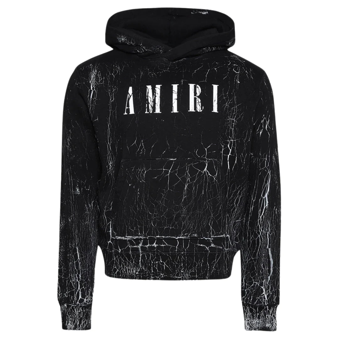 Amiri Cracked Dye Core Logo Black Hoodie