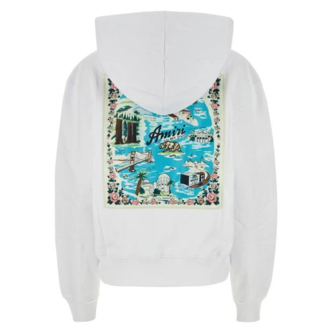 Amiri California Hawaiian Design White Hoodie